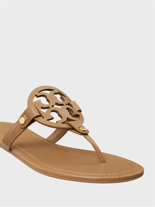 Leather sandal with laser-cut logo and studs TORY BURCH | 151169201